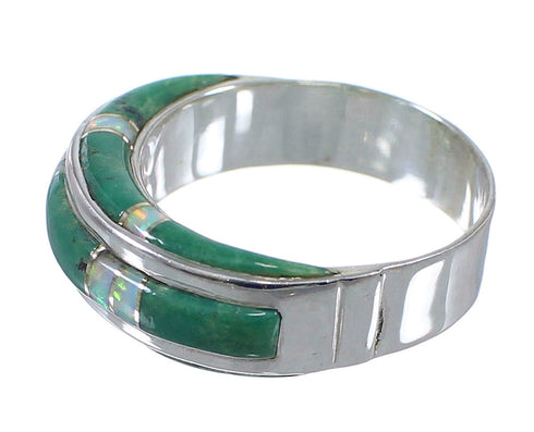 Turquoise And Opal Inlay Sterling Silver Ring Size 5-1/2 AX86841